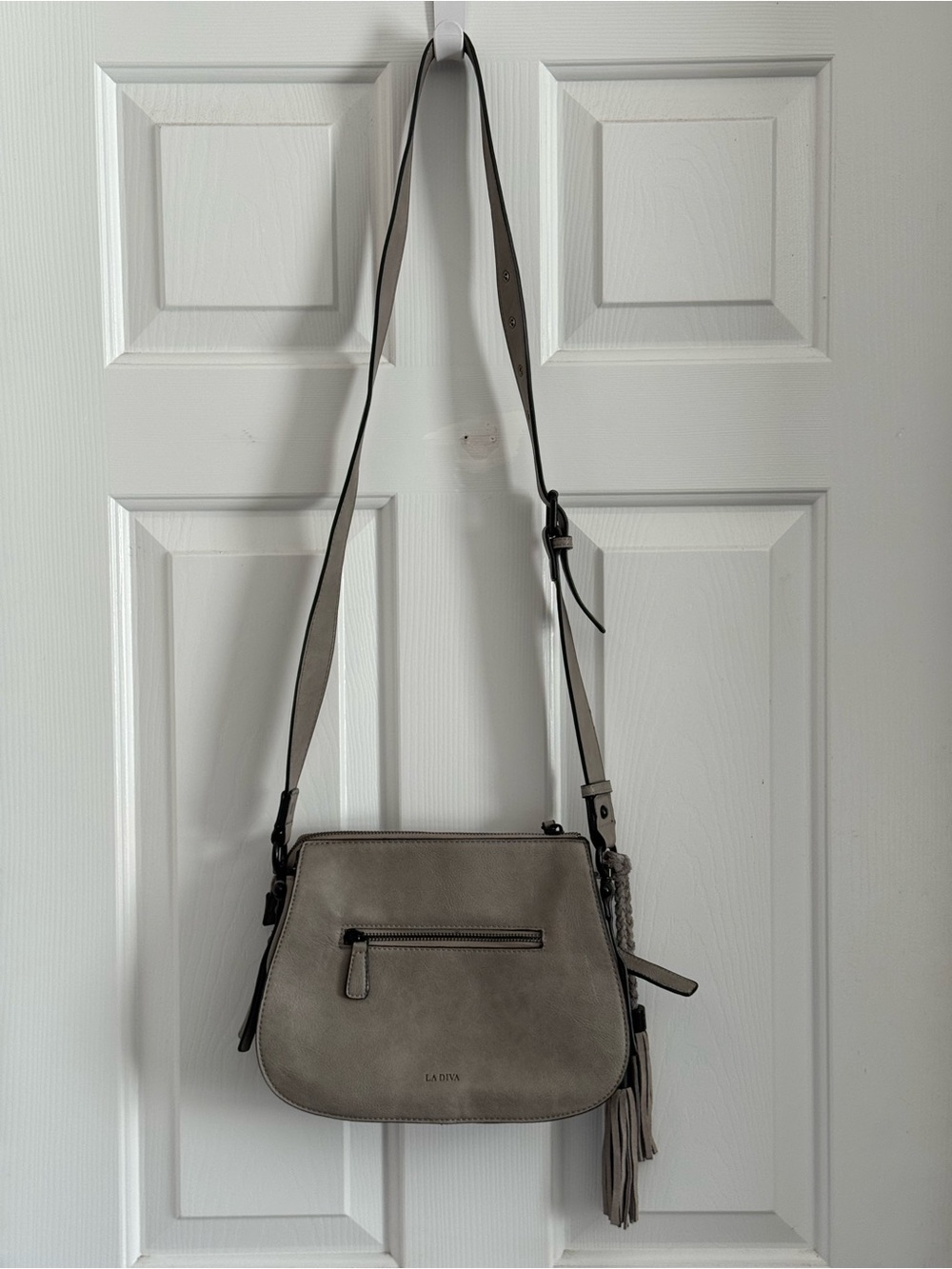 Ladiva Women's Gray Suede & Leather Crossbody Shoulder Bag -